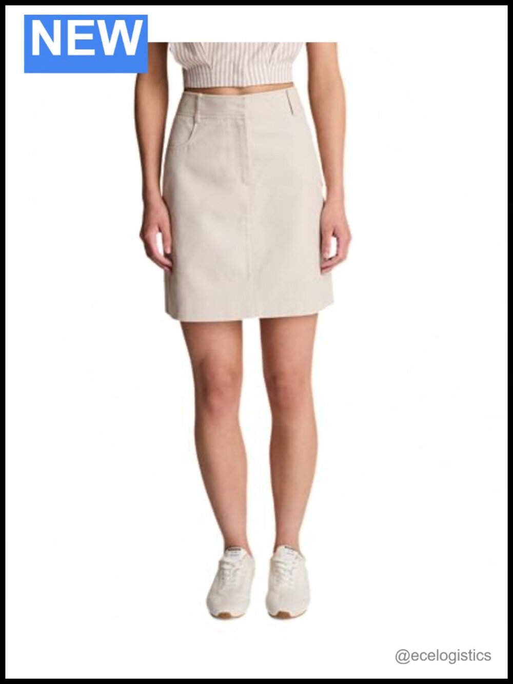 Fly Front Mini Skirt with Pockets 100% Cotton Zipper Closure